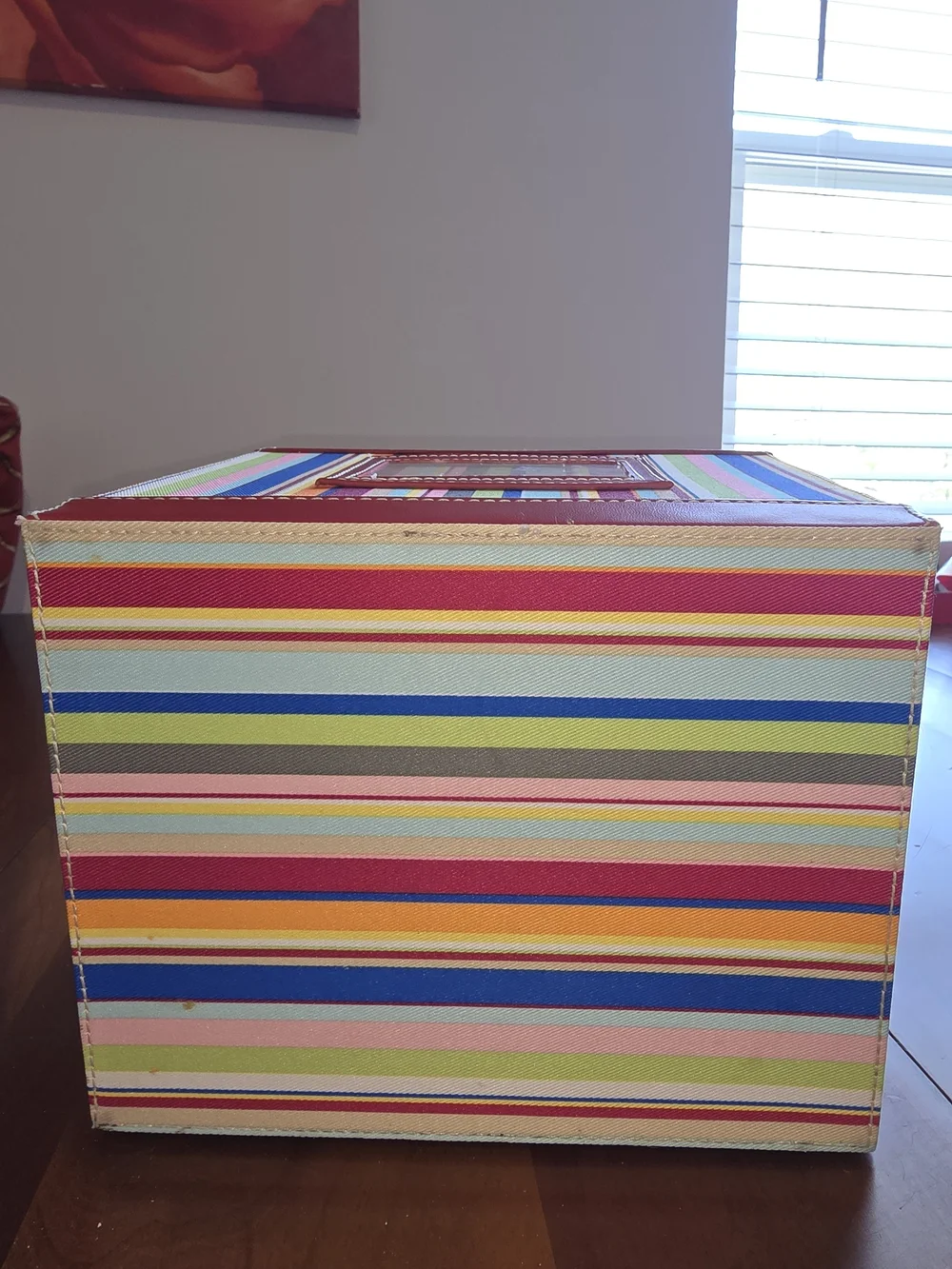 Striped Red Accent Storage Tote-Home Storage & Organization, Excellent Condition